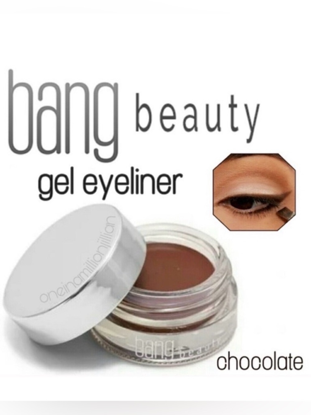 BANG BEAUTY Chocolate Dark Brown Liquid Eyeliner Gel Full Size Pot • NEW IN BOX